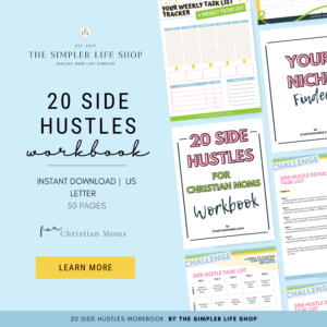 pages of a side hustle planner for Christian moms